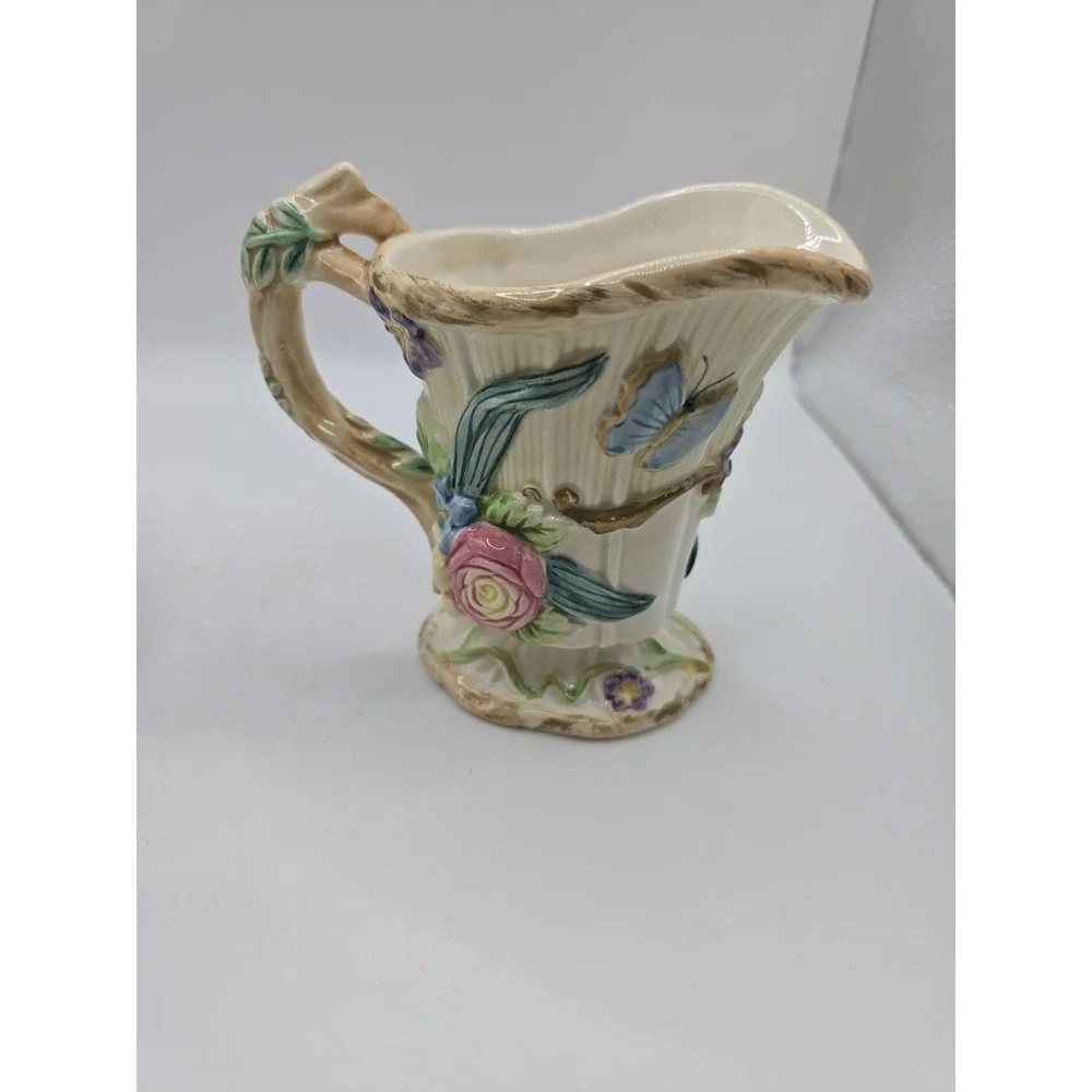 FITZ AND FLOYD Woodland Spring Sugar Bowl & Creamer Set w/lid & spoon